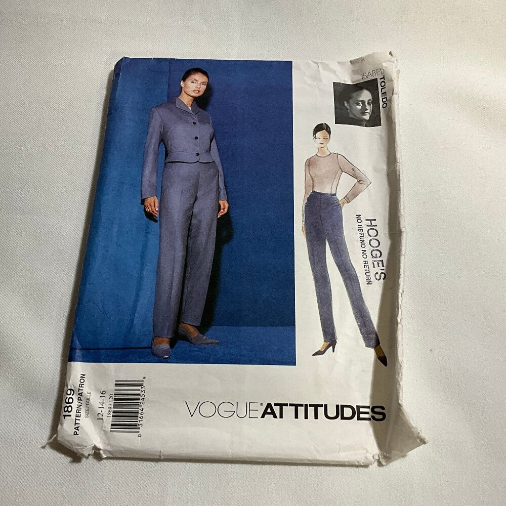 Vogue 1869 Sewing Pattern Isabel Toledo Misses Jacket Top Pants Fitted